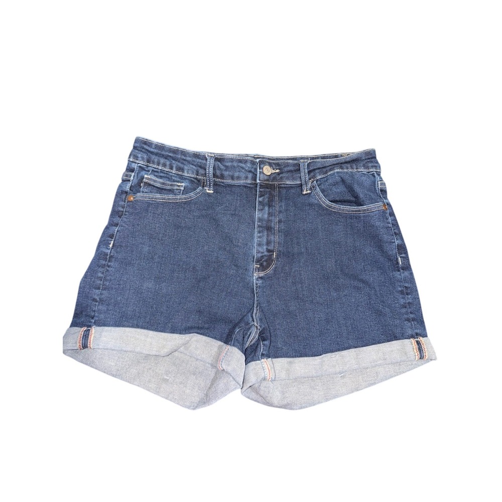 Judy Blue XL High Rise Cuffed Denim Shorts Dark Wash Stretch Women's EUC